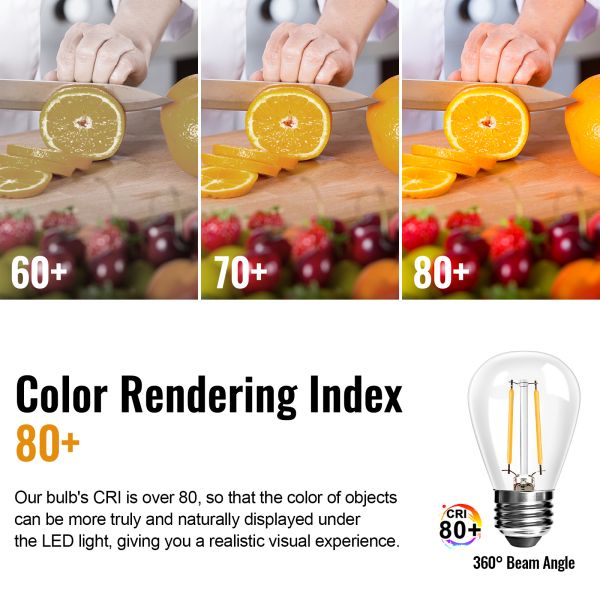 BRIMAX Clear Glass AC120V AC230V 2W S14 E26 E27 LED Bulb 2200K 2700K (25Pack)