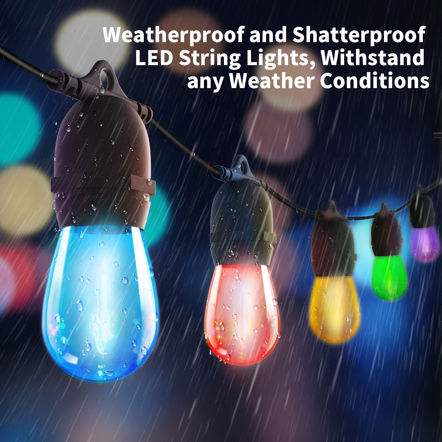 BRIMAX DC5V Clear Plastic 10W Colorful Festoon S14 USB LED String Lights Non-dimmable (1Pack)