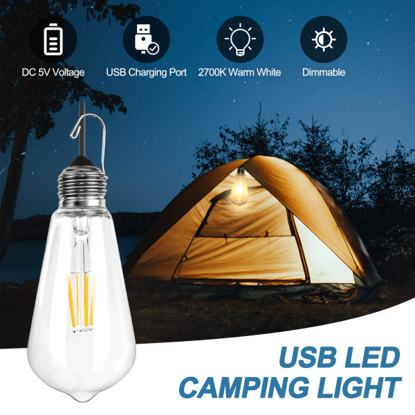 BRIMAX DC5V Clear Plastic 3W ST64 USB LED Bulb 2700K (1Pack)