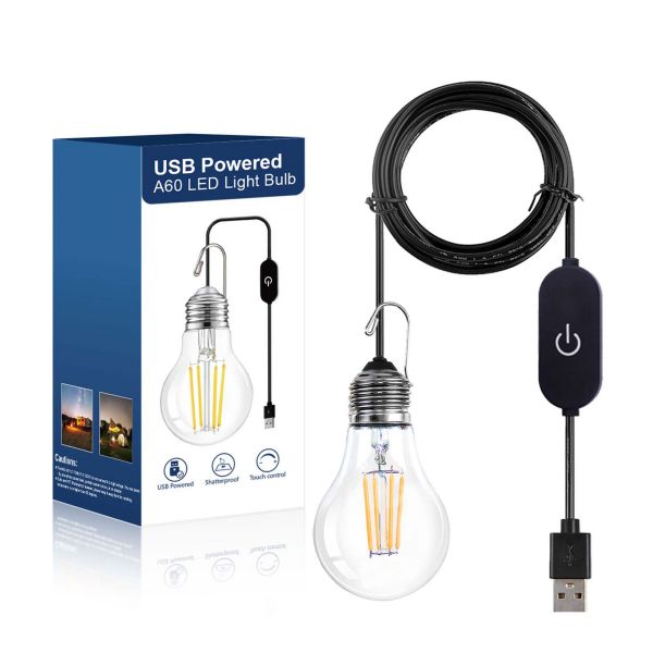 BRIMAX DC5V Clear Plastic 3W A60 USB LED Bulb 2700K (1Pack)