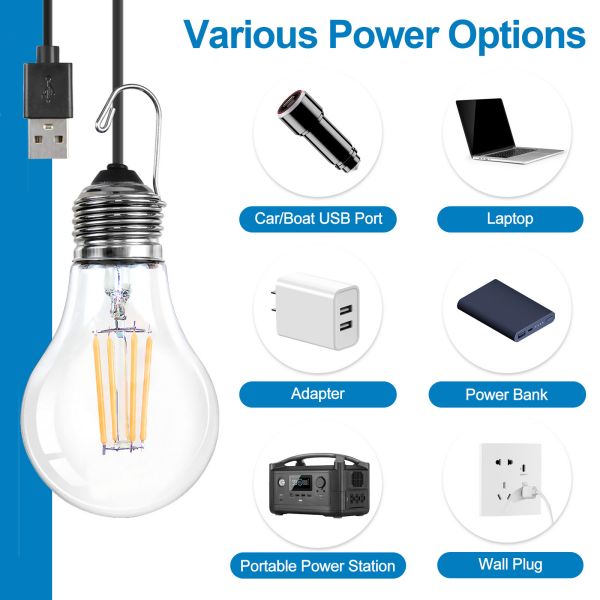 BRIMAX DC5V Klarer Kunststoff 3W A60 USB-LED-Glühbirne 2700K (2er-Pack)