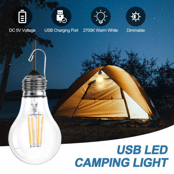 BRIMAX DC5V Klarer Kunststoff 3W A60 USB-LED-Glühbirne 2700K (2er-Pack)