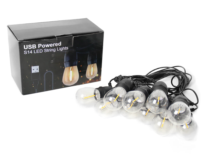 BRIMAX DC5V Clear Plastic 10W S14 USB LED String Lights 2700K Non-dimmable (1Pack)
