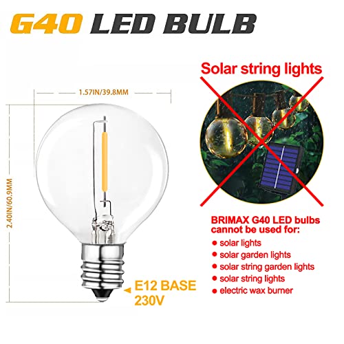 BRIMAX Clear Glass AC120V AC230V 1W G40 E12 LED Bulb 2200K 2700K (6Pack)