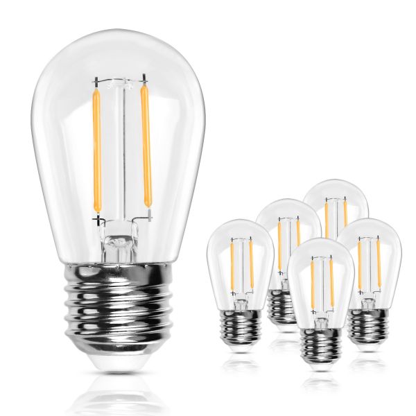 BRIMAX Clear Plastic Shatterproof AC120V AC230V 2W S14 E26 E27 LED Bulb 2200K 2700K (6Pack)