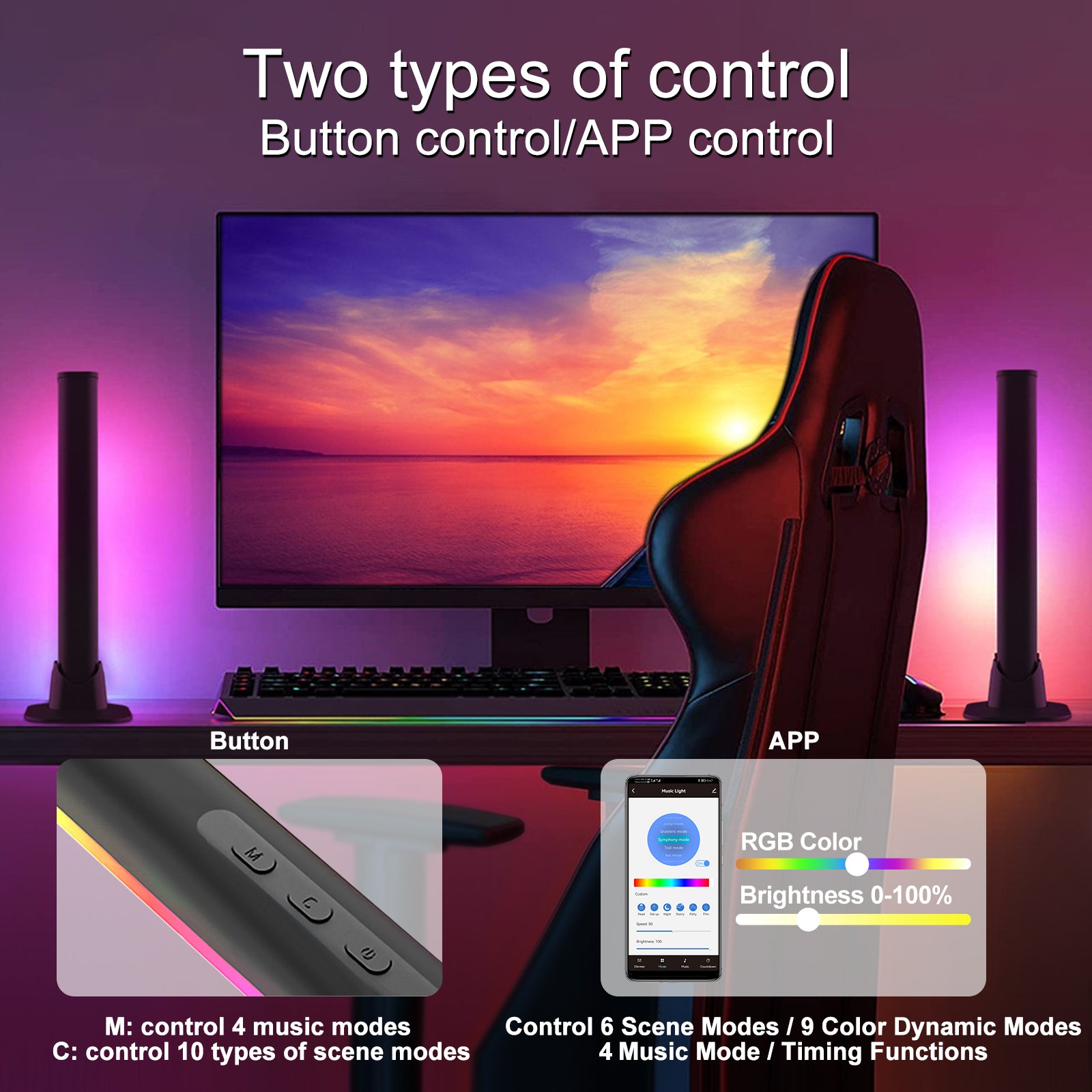 Brimax Smart RGB LED Music Light Bar with Music Sync & Timer Plans Support