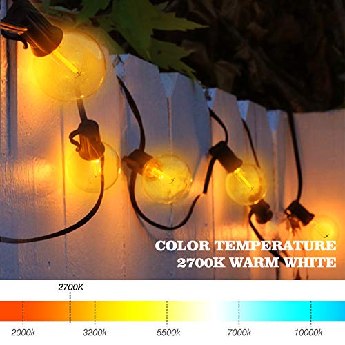 BRIMAX 230V Plug Glass Warm White 25FT 50FT G40 LED String Lights for Garden