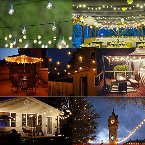 BRIMAX 230V Plug Glass Warm White 25FT 50FT G40 LED String Lights for Garden