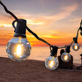BRIMAX 230V Plug Glass Warm White 25FT 50FT G40 LED String Lights for Garden