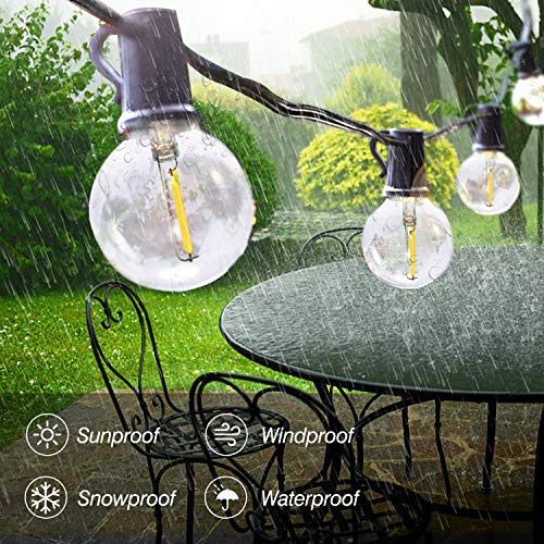 BRIMAX 230V Plug Glass Warm White 25FT 50FT G40 LED String Lights for Garden