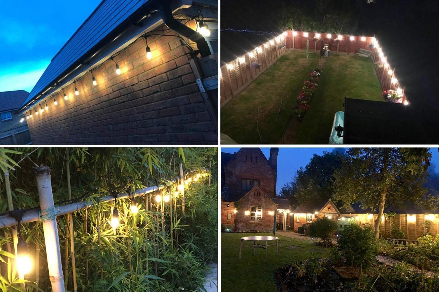 BRIMAX 230V UK Plug 2×1.0mm² Linkable 49FT S14 Outdoor Patio LED String Lights