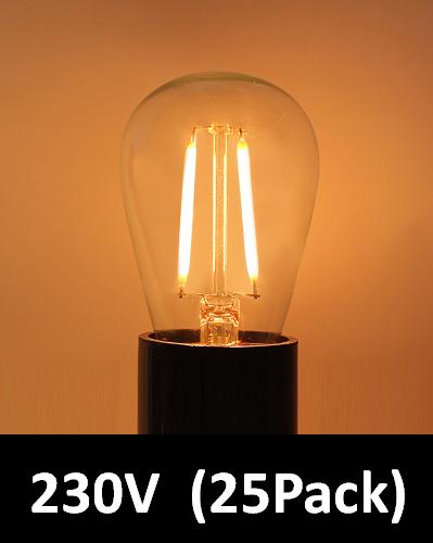 BRIMAX Clear Glass AC120V AC230V 2W S14 E26 E27 LED Bulb 2200K 2700K (25Pack)