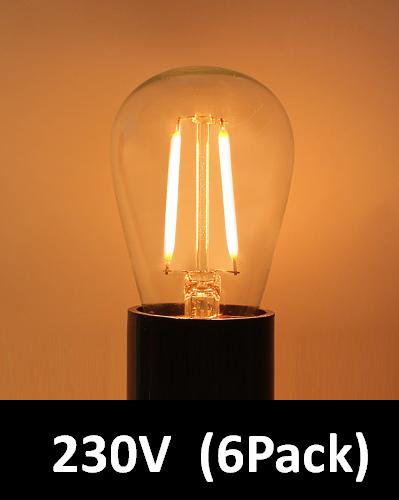 BRIMAX Clear Glass AC120V AC230V 2W S14 E26 E27 LED Bulb 2200K 2700K (6Pack)