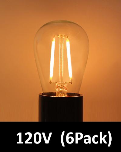 BRIMAX Clear Glass AC120V AC230V 2W S14 E26 E27 LED Bulb 2200K 2700K (6Pack)