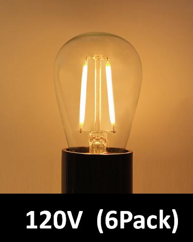 BRIMAX Clear Glass AC120V AC230V 2W S14 E26 E27 LED Bulb 2200K 2700K (6Pack)