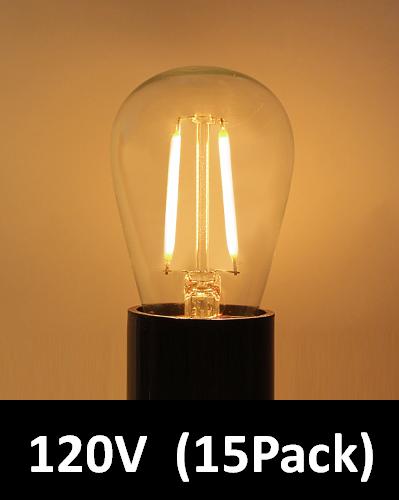 BRIMAX Clear Plastic Shatterproof AC120V AC230V 2W S14 E26 E27 LED Bulb 2200K 2700K (15Pack)