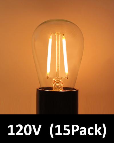 BRIMAX Clear Plastic Shatterproof AC120V AC230V 2W S14 E26 E27 LED Bulb 2200K 2700K (15Pack)