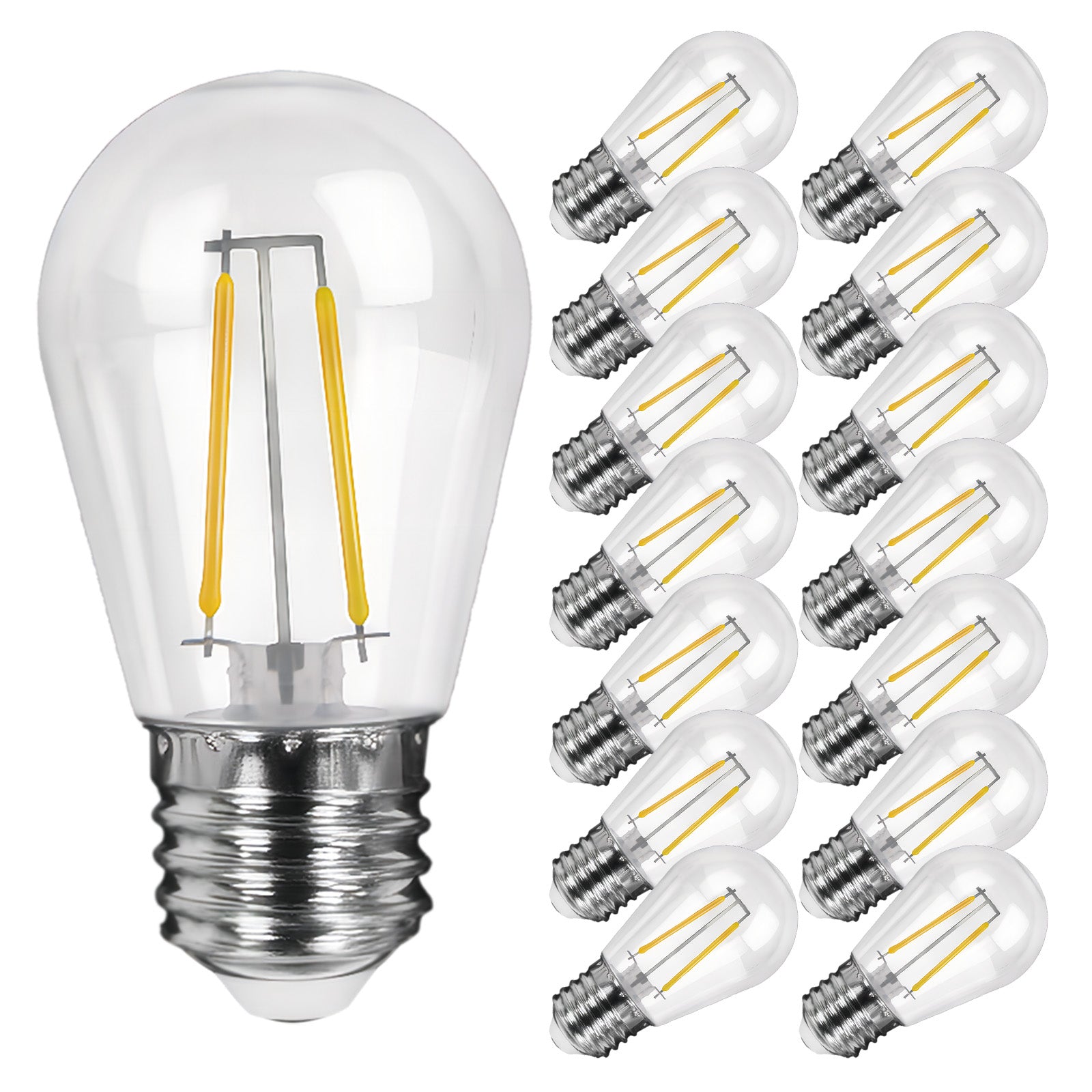 Dimmable Clear Plastic Shatterproof AC120V AC230V 2W S14 E26 E27 LED Bulb 2200K 2700K (15Pack)