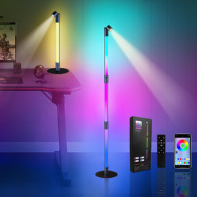 BRIMAX RGBWIC Corner Floor Lamp, DIY Detachable LED Floor Lamp with Spotlight, Smart Corner Lamp with 16 Million DIY Colors&Music Sync, App&Remote Control for Living Room Bedroom Study Room Christmas