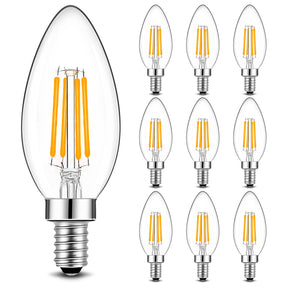 BRIMAX 4W E12 Candelabra LED Bulbs Dimmable 40W Equivalent 2700K Warm Light  C35 B11 Filament Design for Chandeliers, Fans & Wall Fixtures