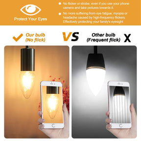 Brimax F15 E26 Medium Base Flame Wrinkle Glass LED Light Bulbs