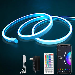 BRIMAX 50Ft Neon Rope Lights,24V Smart RGB LED Strip Lights,Works with Alexa,Multicolor,Music Sync,Dimmable,Remote/APP Control,Outdoor IP67 Waterproof,Flexible DIY Design for Bedroom Indoor Outdoor
