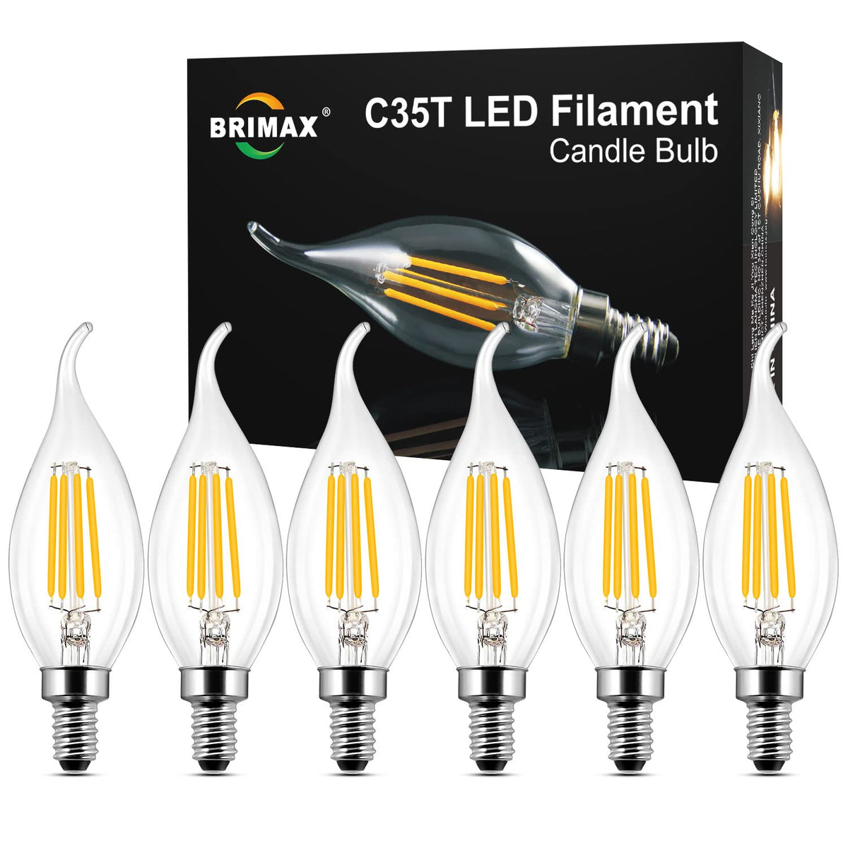 Brimax Dimmable E12 C35T 2700K Soft Warm White  4W to Replace 25W/40W for Indoor Outdoor LED Light Bulbs