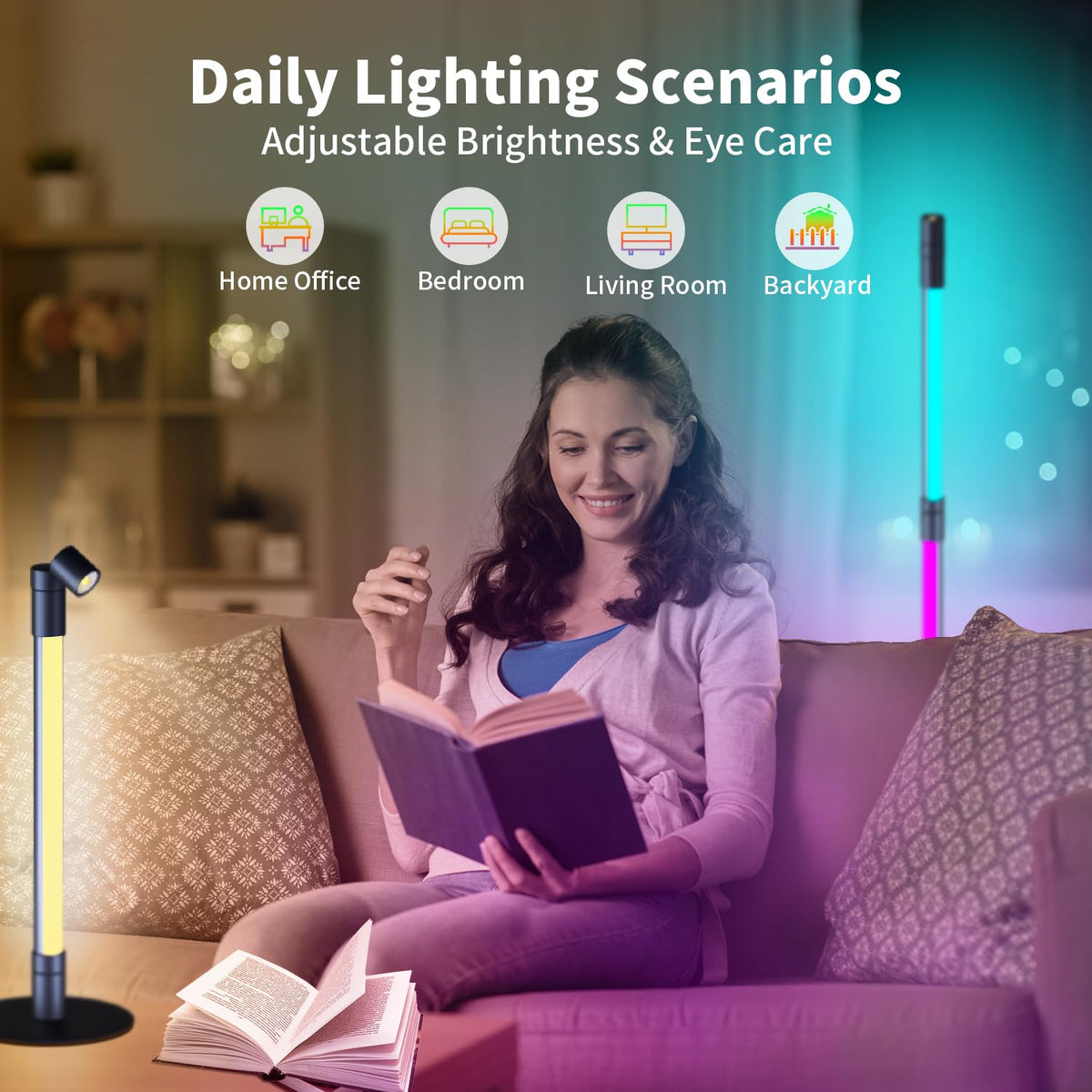 BRIMAX RGBWIC Corner Floor Lamp, DIY Detachable LED Floor Lamp with Spotlight, Smart Corner Lamp with 16 Million DIY Colors&Music Sync, App&Remote Control for Living Room Bedroom Study Room Christmas