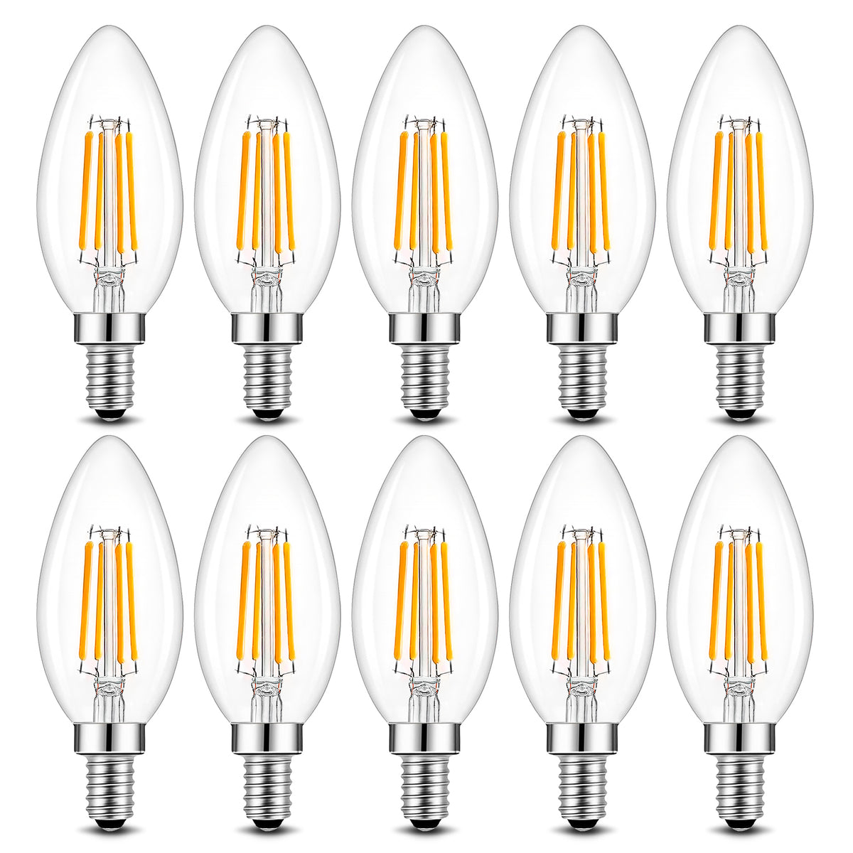 Brimax  E14 C35 5000K 4W 6W Cool White Lamp AC230 Glass Clear Edison  Dimmable Candle Light Bulbs Pack of 5/10