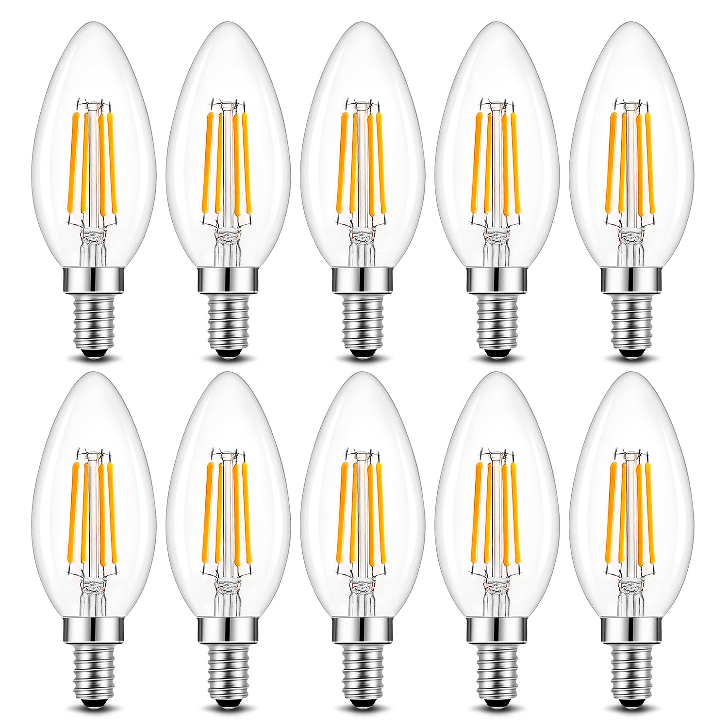 Brimax  E14 C35 5000K 4W 6W Cool White Lamp AC230 Glass Clear Edison  Dimmable Candle Light Bulbs Pack of 5/10
