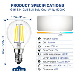 BRIMAX AC230  E27 G45  6 W 2700 K  Commercial Lighting Bulbs Pack of 10