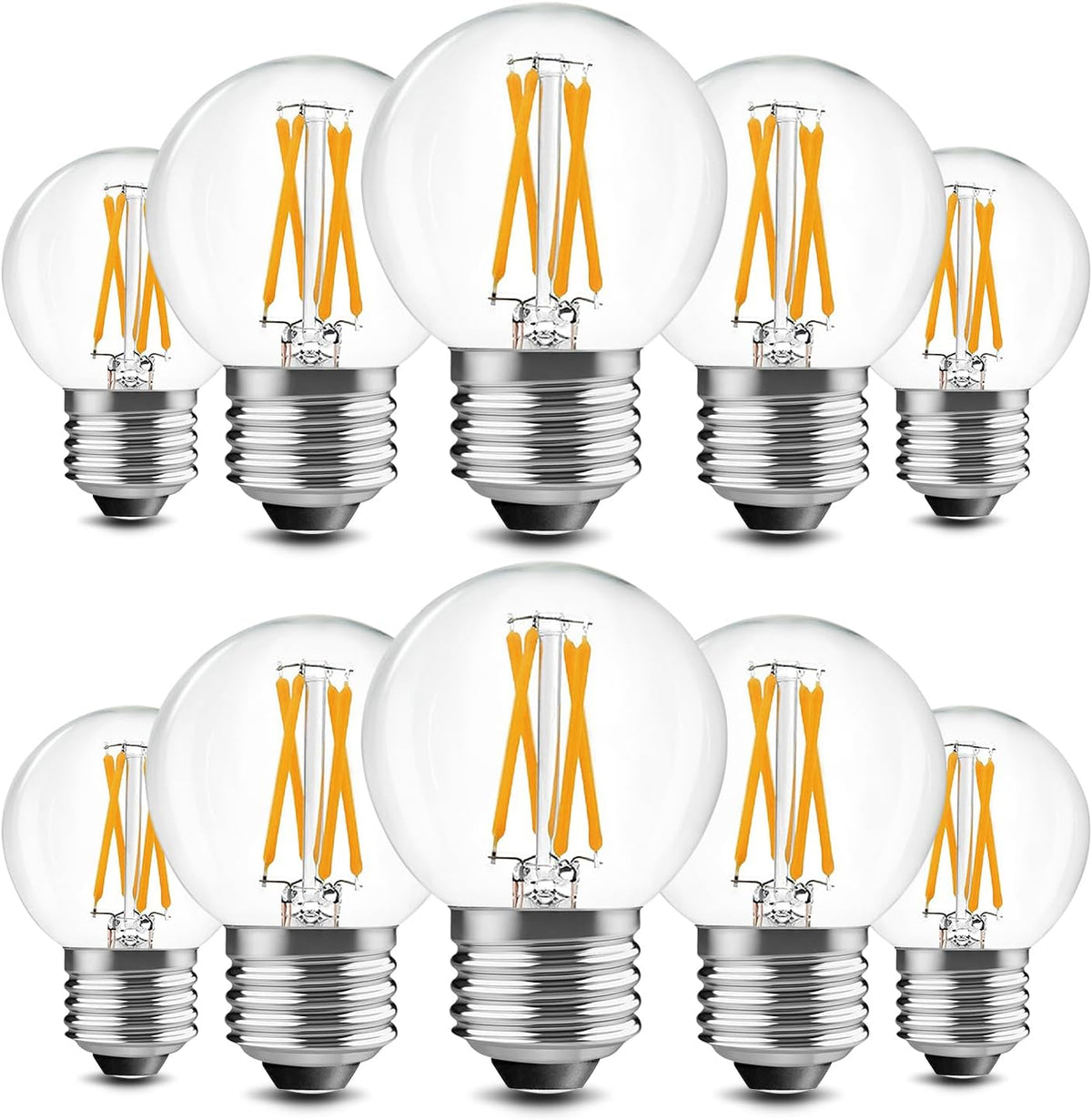 BRIMAX 10 Pack G16.5 LED Light Bulbs 40 Watt, E26 Dimmable Small Globe LED Bulbs 4 Watt Edison Bulb 2700K Warm White,AC120V,Flicker Free for Ceiling Fans Pendant Chandelier Vanity Wall Sconce