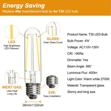 BRIMAX 230 V Klarglas 4 W T30 E27 LED-Glühbirne 2700 K (4 Stück) 