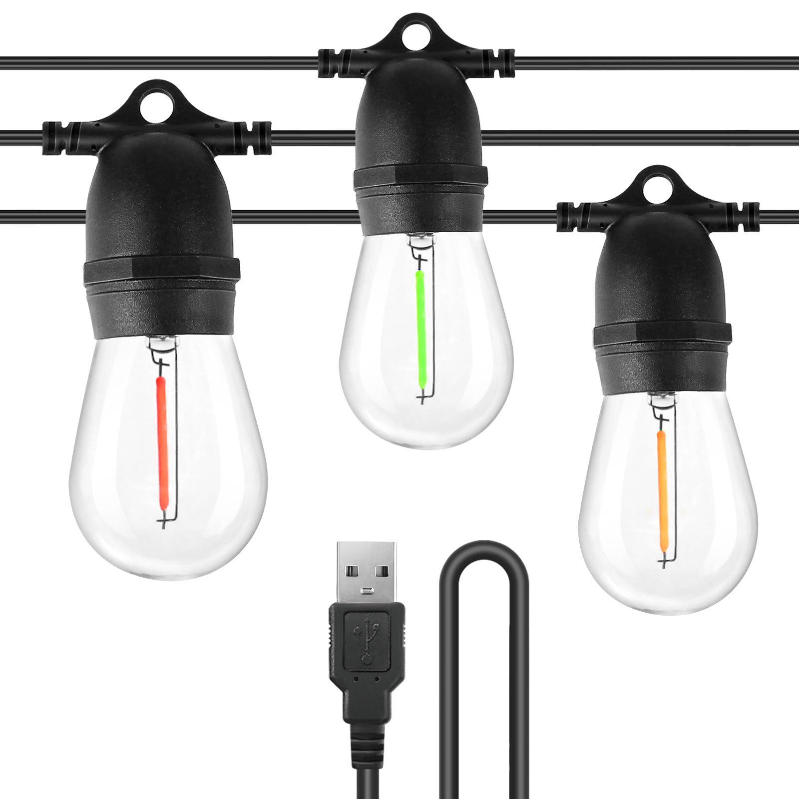 BRIMAX DC5V Clear Plastic 10W Colorful Festoon S14 USB LED String Ligh