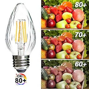 BRIMAX LED-Glühbirne, 120 V, klares Faltenglas, 4 W, F15, E26, 2700 K (4 Stück) 