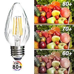 BRIMAX 120V Vidrio Arrugado Transparente 4W F15 E26 Bombilla LED 2700K (Paquete de 4) 