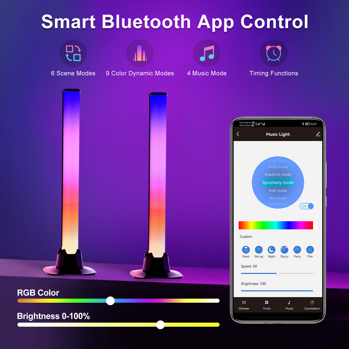 Brimax Smart RGB LED Music Light Bar with Music Sync & Timer Plans Support