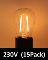 BRIMAX Clear Plastic Shatterproof AC120V AC230V 2W S14 E26 E27 LED Bulb 2200K 2700K (15Pack)