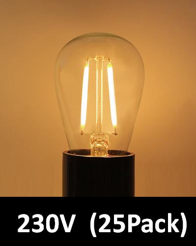 BRIMAX Clear Plastic Shatterproof AC120V AC230V 2W S14 E26 E27 LED Bulb 2200K 2700K (25Pack)