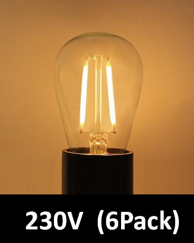 BRIMAX Clear Plastic Shatterproof AC120V AC230V 2W S14 E26 E27 LED Bulb 2200K 2700K (6Pack)